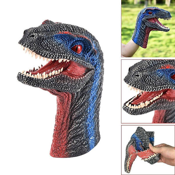 Dinosaurie Handdocka Gummi Dino Raptor Huvud Leksak Fest Halloween Dekor Gåvor|Dockor