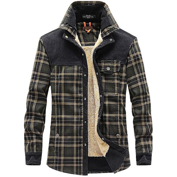 Herr Wanderer Jacka, Overland Flanelljacka, Långärmade Varma Fleece Skjortor Toppar Varma Business Shallow Army Green Red Coffee