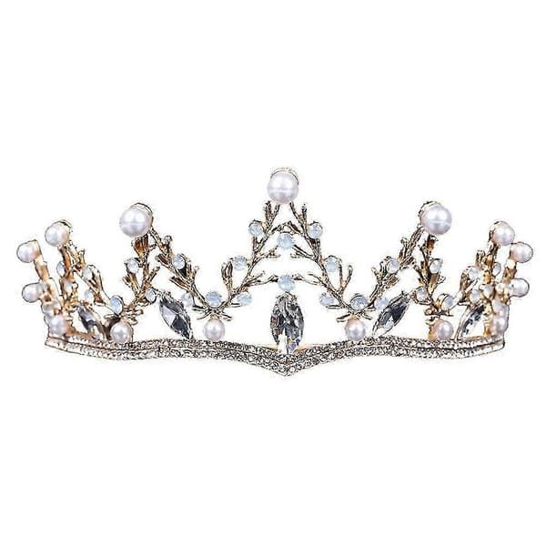 Gyllene legering kvinnors tiara för bröllop brudkläder chic lättviktsdesign passar olika tillfällen 0,5 tum bred