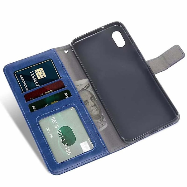 Lompakkokotelo Yhteensopiva Iphone Xr:n Kanssa Tarjoaa Suojaa Näytöllesi Ja Kameralle Blue
