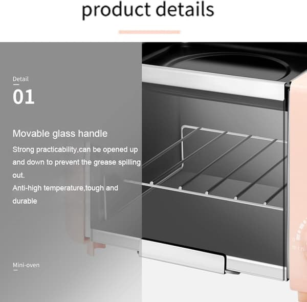 [LCS] Mini elektrisk ugn, grillbar brödrost timer maker, multifunktionell hem två-i-ett frukostmaskin