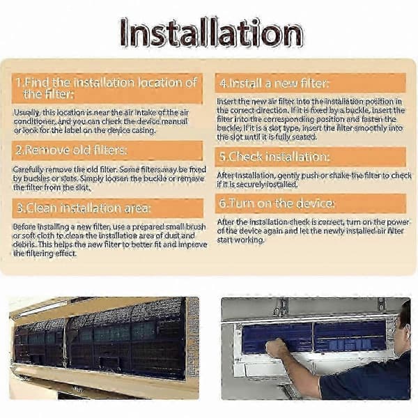 12-pak luftfiltre til split AC-enheder kompatible med Mitsubishi MAC-2300FT-E og MAC-3000FT-E systemer Black & Blue