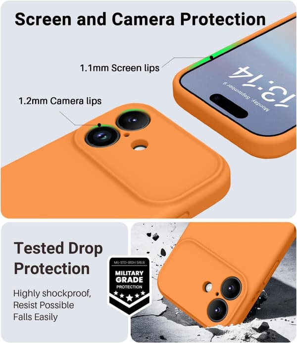 [LCS] Støtsikkert MagSafe-kompatibelt deksel til iPhone 17 Pro - Myk silikon iPhone 17 Pro iPhone 17 Pro Orange