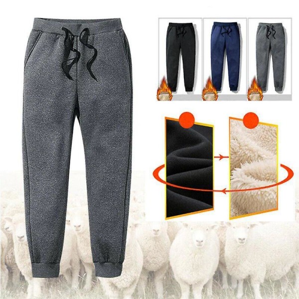 -30degC Herre Termisk Fleece Bukser Tykke Fleeceforede Casual Sportsbukser Vinter Høst Gray 5XL