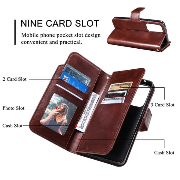 [LCS]Samsung A53 5G Praktisk Pung Etui med 12-rums Array V4 - Brun Brun Brown