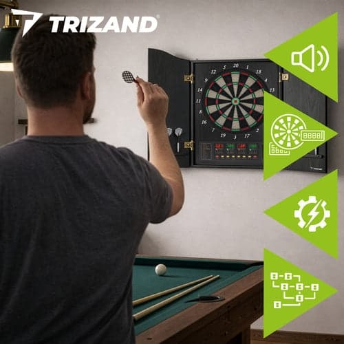 [LCS] Elektronisk dartskive 45 cm med lyd/lys, flere spil, batteri/adapter 1000