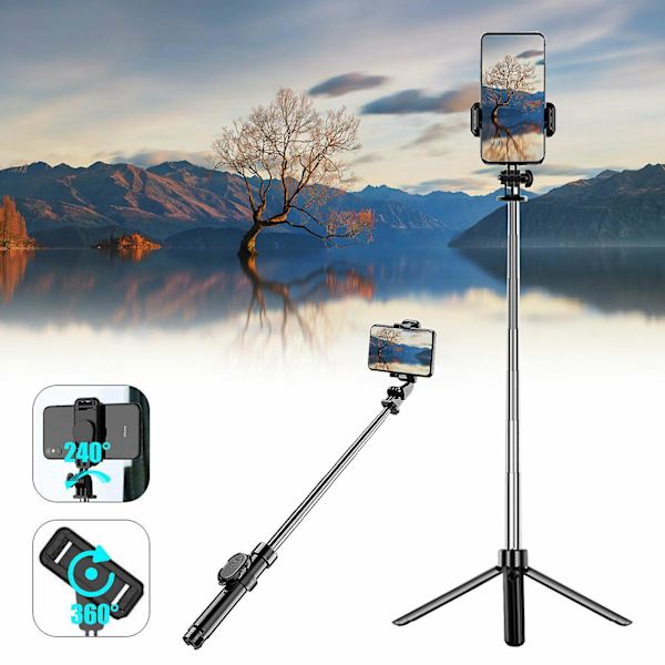 Selfie Stick, Bluetooth Selfie Stick Tripod 3-i-1 Selfie Stick med Bluetooth-fjärrkontroll