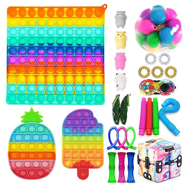 Tik Tok Fidget Sensoriska Leksaker Fidget Leksaker Paket Tryck Bubbla Pop Leksak Stress Ångest Lindring Leksaker Set För