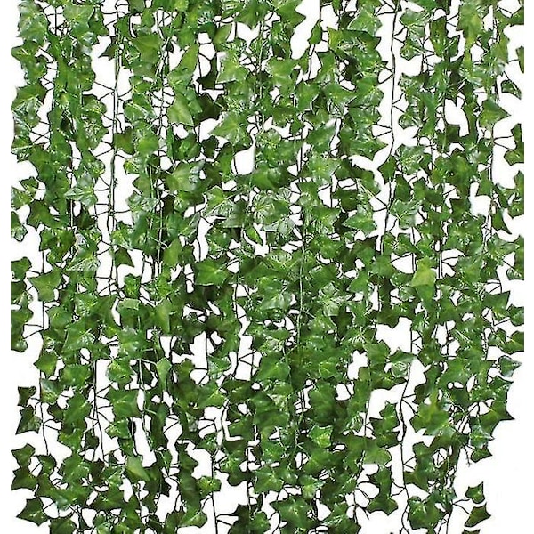 12 Slingor Konstgjorda Murgrönsblad Växter Ranka, hängande Falska Blommor,