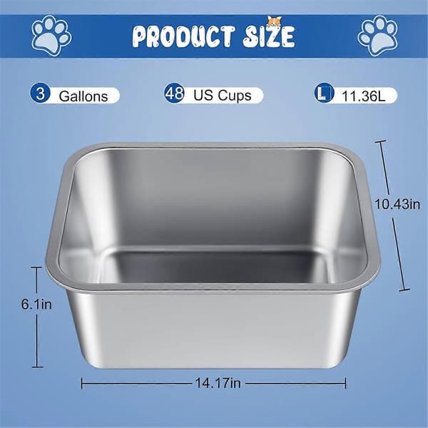 3 Gallon Ekstra Stor Hundevandskål til Store Hunde Silver