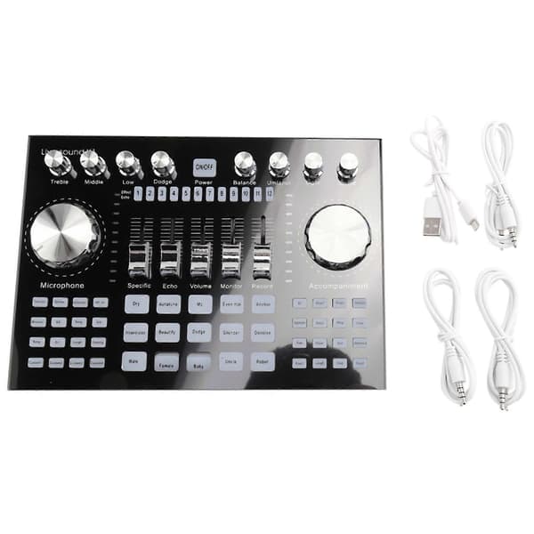 K1 Live lydkort bærbart Bluetooth lydkort profesjonelt justerbart volum lyd for musikkopptak karaokesang Black