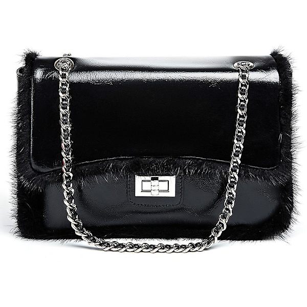 Dam Äkta Läder Handväska Axelremsväska Messenger Crossbody Väska Designer Flap Handväskor Med Kedjerem Black