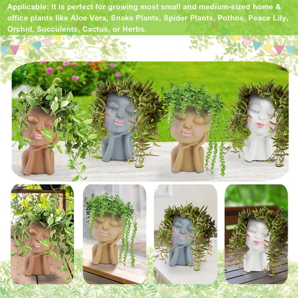 [LCS] Resin Flower Pot, Cute Sleeping Face Pot