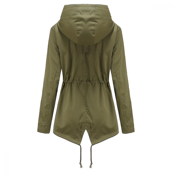 Safari Militærjakke med glidelås og snorhette for kvinner Army Green XL