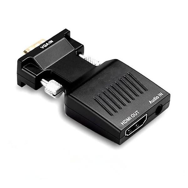 VGA til HDMI Adapter Konverter med Lyd, for Laptop, Datamaskin, Projektor