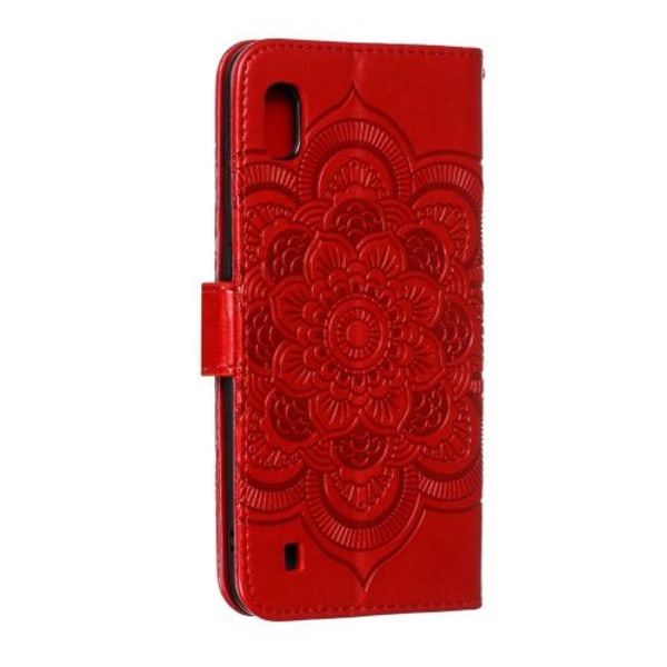 Röd mandala blomma PU case för din Samsung Galaxy A10