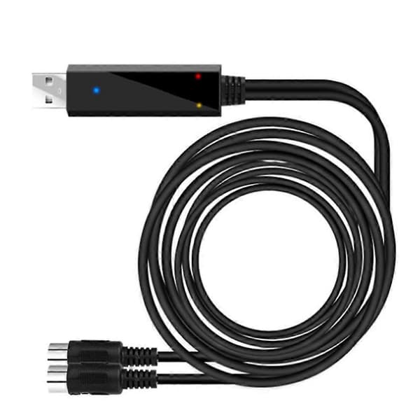 USB MIDI Kabel Konverter USB Interface til In-Out MIDI Ledning Fungerer til PC Laptop til Piano Keyboard i black