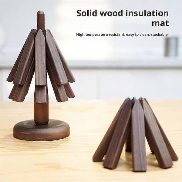 Treunderstell for varme retter 3/4 stk treformede brikker sett med stativ tre tripod understell sett [MI] Ebony Triple Layer