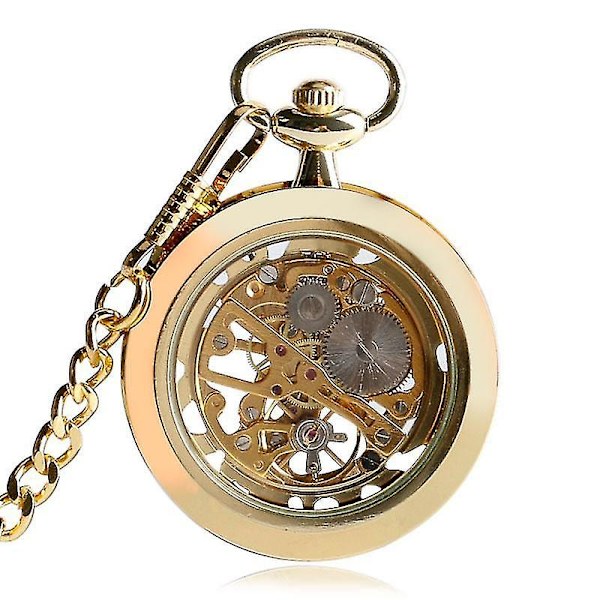 Deffrun Guld Fodral Present Handuppdrag Mekanisk Klocka Utan Lock Fickur