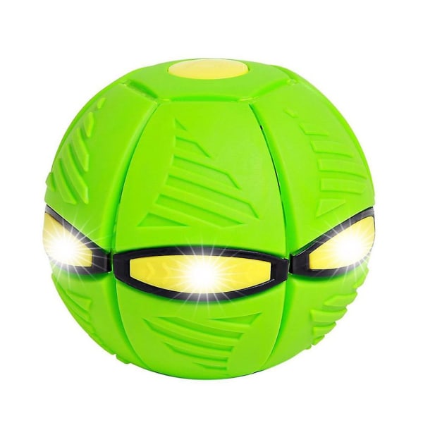 Flygande Ufo platt kasta skiva boll med led ljus Magic Ball leksak Kid utomhus trädgård strand spel Green