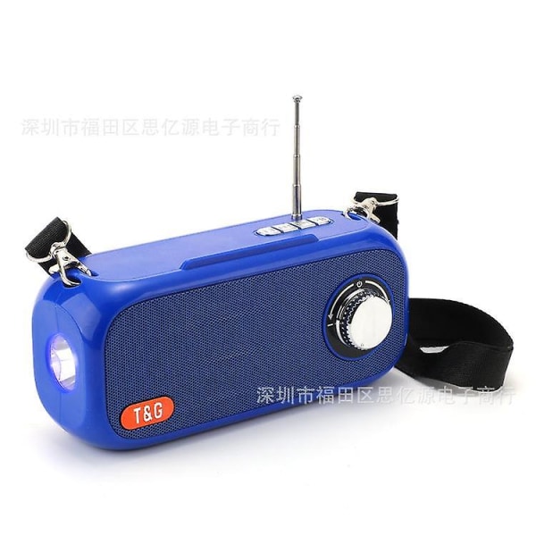 Bärbar Bluetooth högtalare Trådlös baskolumn utomhus USB -högtalare Stöd för högtalare (blå)