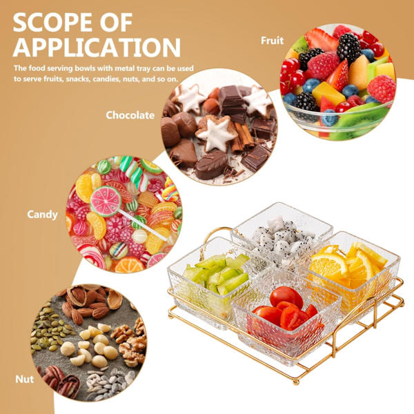 [LCS] Food Container, Divided Snack Bowl with Stackable Design, Appetizer Platter with Removable Compartments for Dried Fruit, Nuts, and Candy
