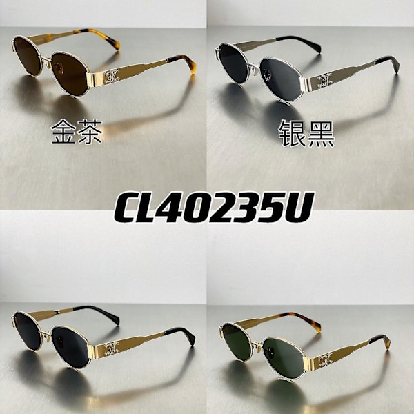 [LCS] Dammode Retro Triumfbåge Solglasögon Golden Green