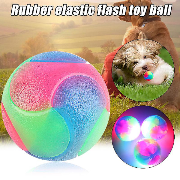 1 st LED Lysande Hundbollar Blinkande Elastisk Boll LED Molarboll Glödande Boll Husdjur Färg Ljusboll 5CM