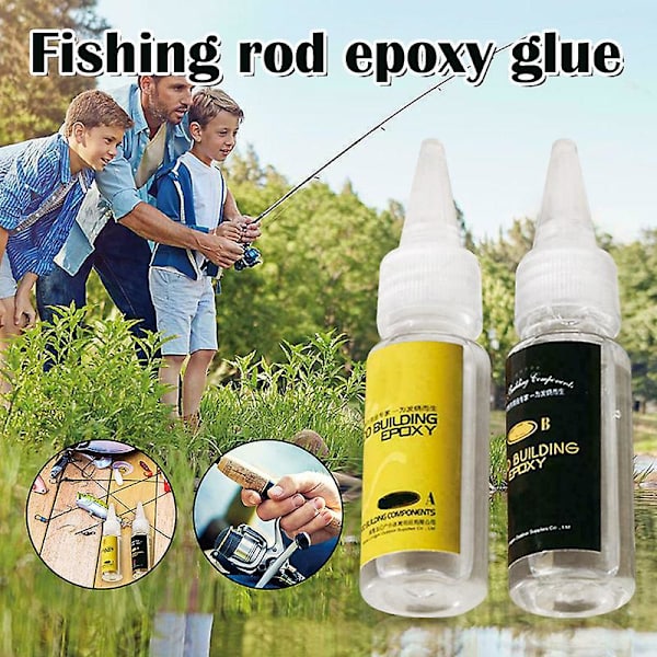 2 stk. fiskestanglim, fiskestang epoksyharpiks AB-lim, transparent lim for fiskestangsnøre 40ml