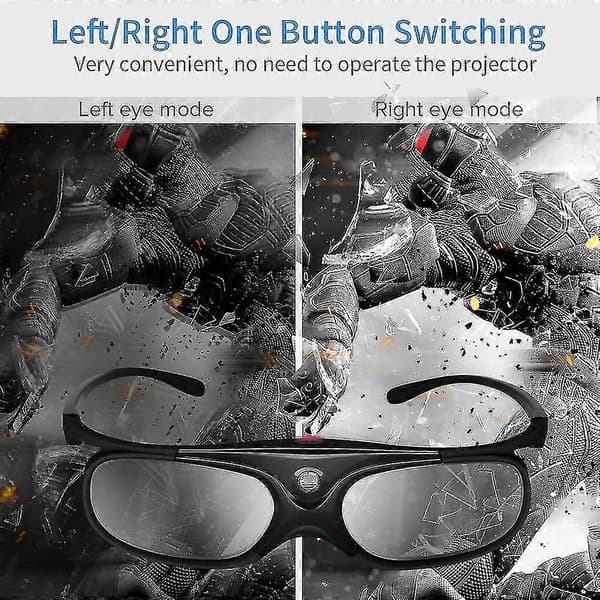 Dlp 3d Active Dlp Glasses Rechargeable Compatible with 3D-ready Dlp Projectors Including Benq, Acer, Dell, Vivitek, Sharp, Lg, Nec, Mitsu