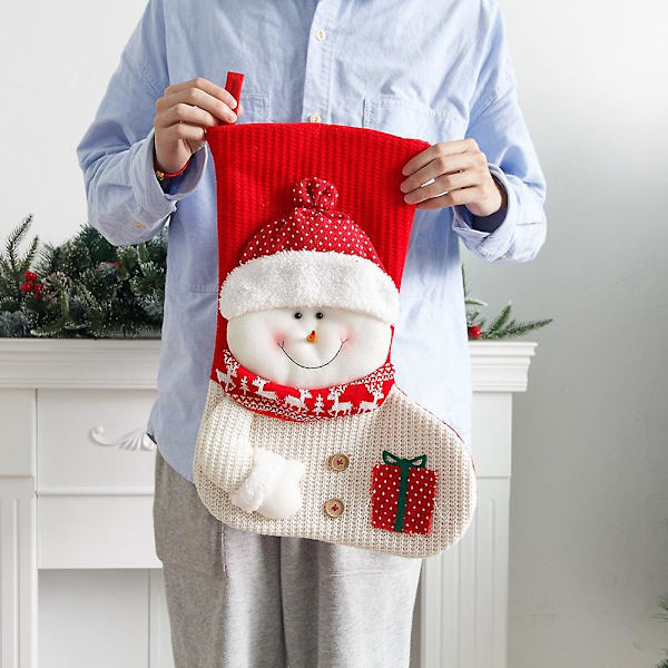 Stickad Julstrumpa Jultomte Öppen Spis Dekoration Strumpor Julklappspåsar Godishållare Dekor För Hemmet B