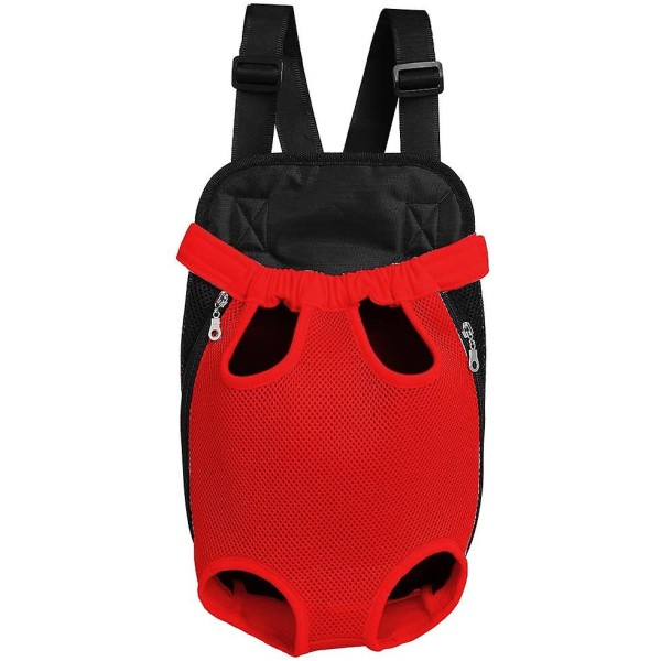Ben-ut front hundhållare, handsfree justerbar ryggsäcksväska Mesh*Red