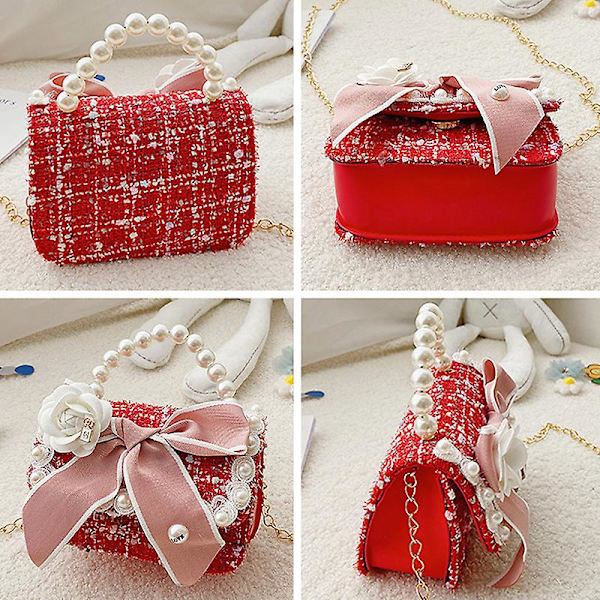 Flickor Prinsessstil Axelväska Handväska  Crossbody Väska, barnpresent Red