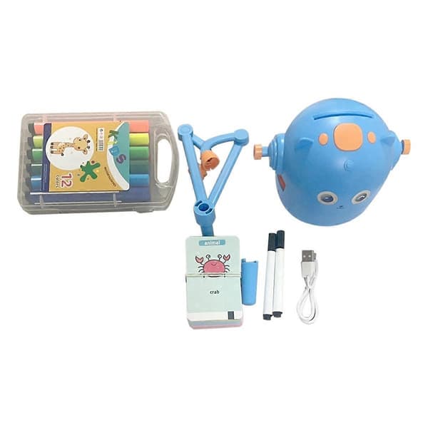 [LCS] Interaktiv Pedagogisk Ritrobot, 100 Ritkort, Intelligent Ritrobot, Tidig Pedagogisk Ritrobot Blå
