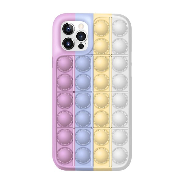 Push Pop It Fidget Legetøj Boble Telefoncover Til Iphone 12 6.1 Tommer Pink-White