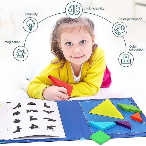 Tangram Puzzle Kid Hantverk Montessori pedagogiska leksaker 1 2 3