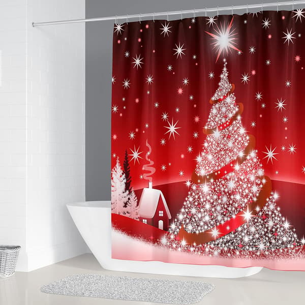 [LCS]##/Badeforhæng Jul, Rød, 180 x 200 cm, Skimmelresistent, Ch##/