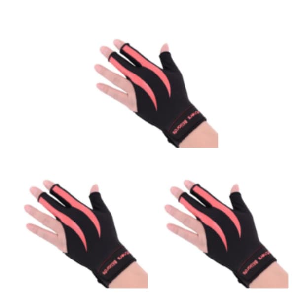 [LCS]1/2/3 Venstrehånds Snooker Billardhandske Gave Lavet af Elastisk Pink Sort 3PCS Pink Black