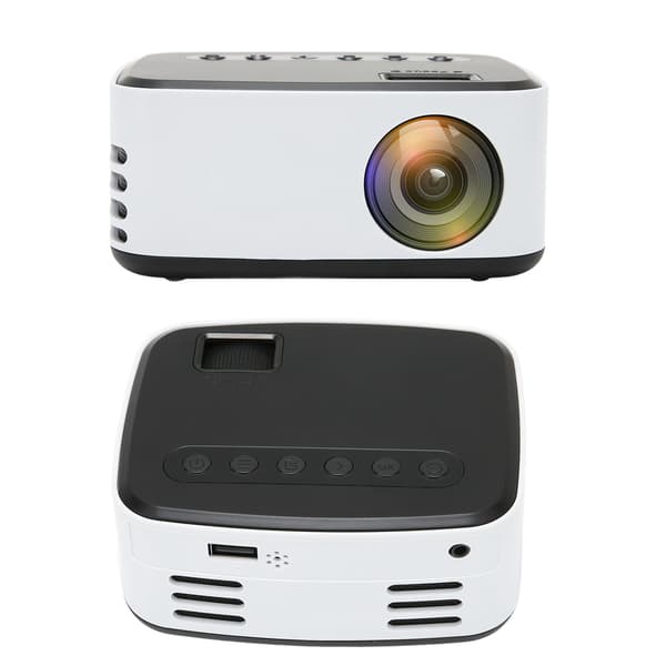 Bärbar HD 1080P miniprojektor för utomhus hemmabiosystem - svartvit
