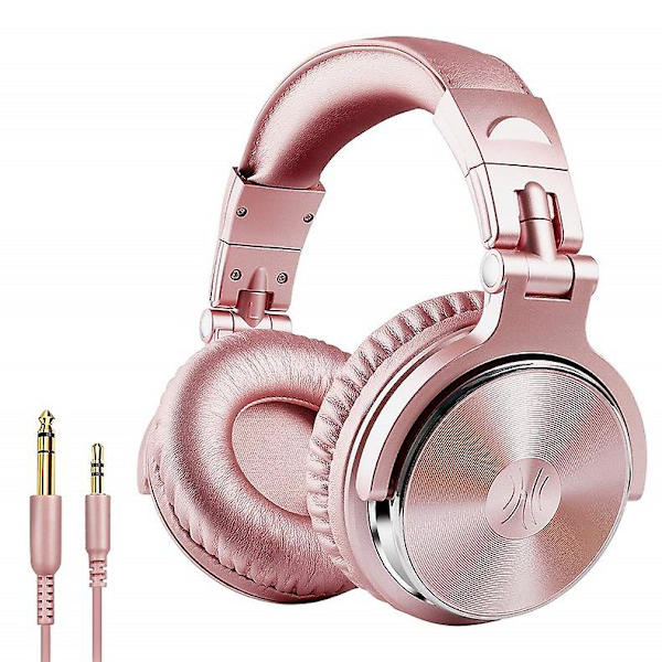 Korvan peittävät kuulokkeet, langalliset basso-kuulokkeet 50 mm:n elementillä, kokoontaitettavat kevyet kuulokkeet mikrofonilla äänitykseen pink