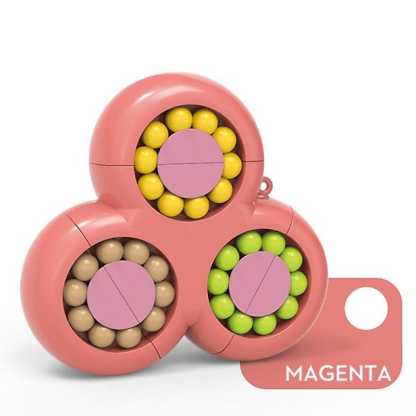 Roterande Magic Beans Cube Fingertop Fidget Toys Barn Vuxna Stress relief Spin Bead Intelligence Game Magenta