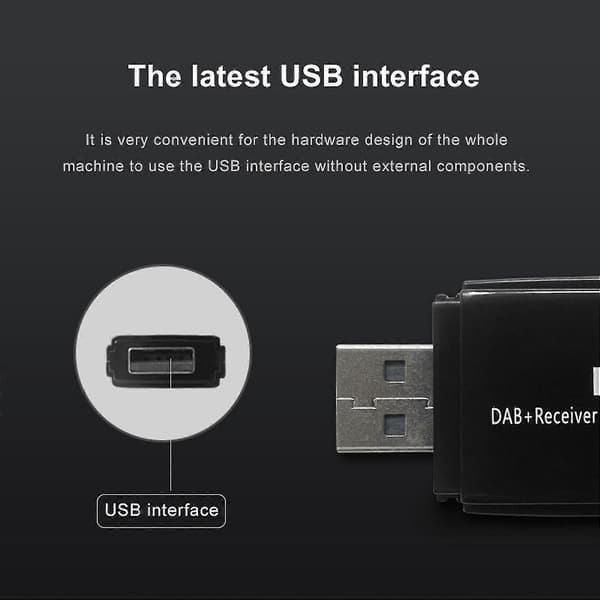 Bil DAB Digital Radiomottaker Full Frekvens Lavt Strømforbruk Plug-Play Auto Universal DAB-boks