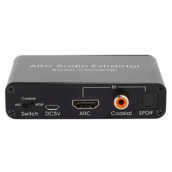 HDMI ARC Audio Extractor, RCA Stereo Output, 3.5mm Hovedtelefonport med Højtydende Forstærker, Optisk TOSLINK SPDIF til Hjemmebiografsystemer