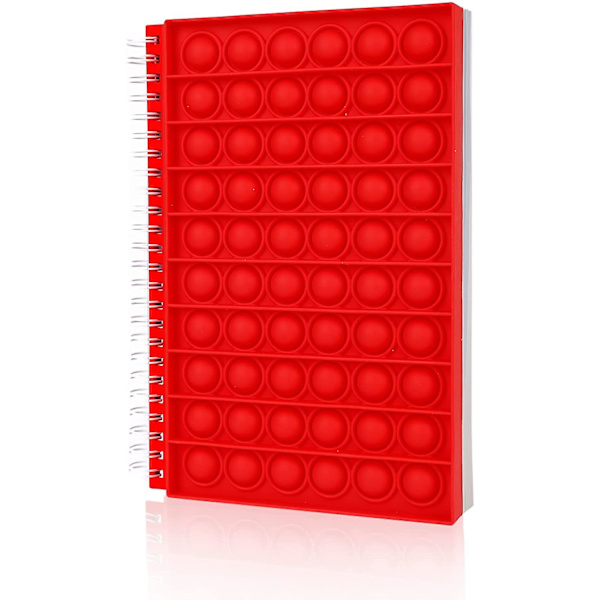Pop bubble fidget anteckningsbok, popper anteckningsbok för flickor pojkar Pure-red