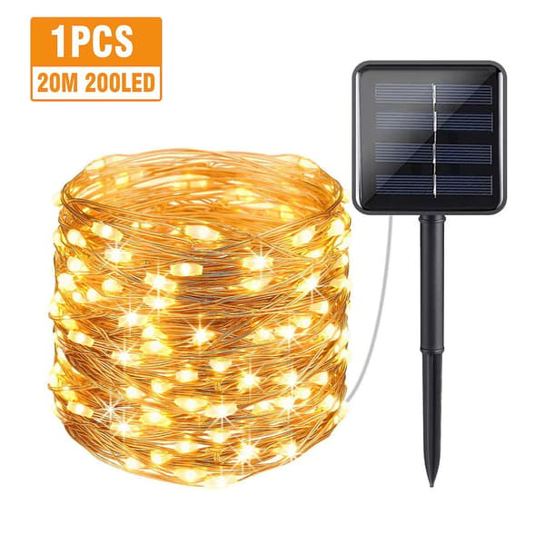 [LCS]Sollampor Julbelysning Solar Fairy Lights Warm White 20M-200LED
