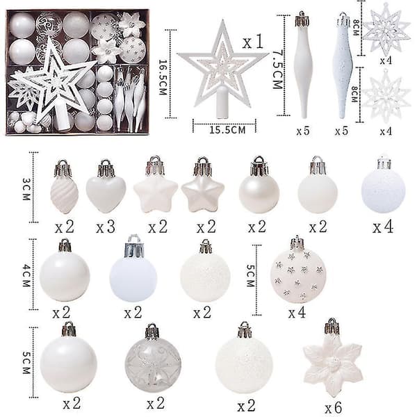 [LCS] 58 deler julekulepynt assortert bruddsikkert julekulesett B