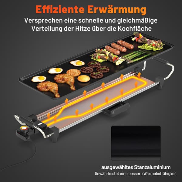 [LCS] Elektrisk Teppanyaki-grillplate, 70 cm non-stick-overflate 2600