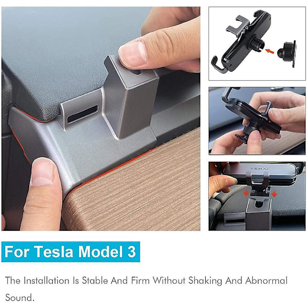 Mobilhållare för bil, Tesla Model 3 Y, fast klämma, säker mobiltelefonhållare, Tesla-telefonhållare för skärm HUD-telefonhållning Left hand drive