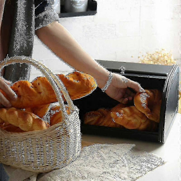 [LCS]Metal Bread Box, Kitchen Storage Container with Roll Top, Kitchen Utensil Storage Pink