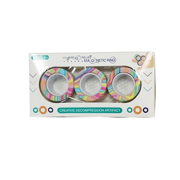 3 st Finger Magnetiska Ringar Fidget Spinner Leksak Färgglada Fingerringar Leksak Perfekt För Träning Lindra Stress A